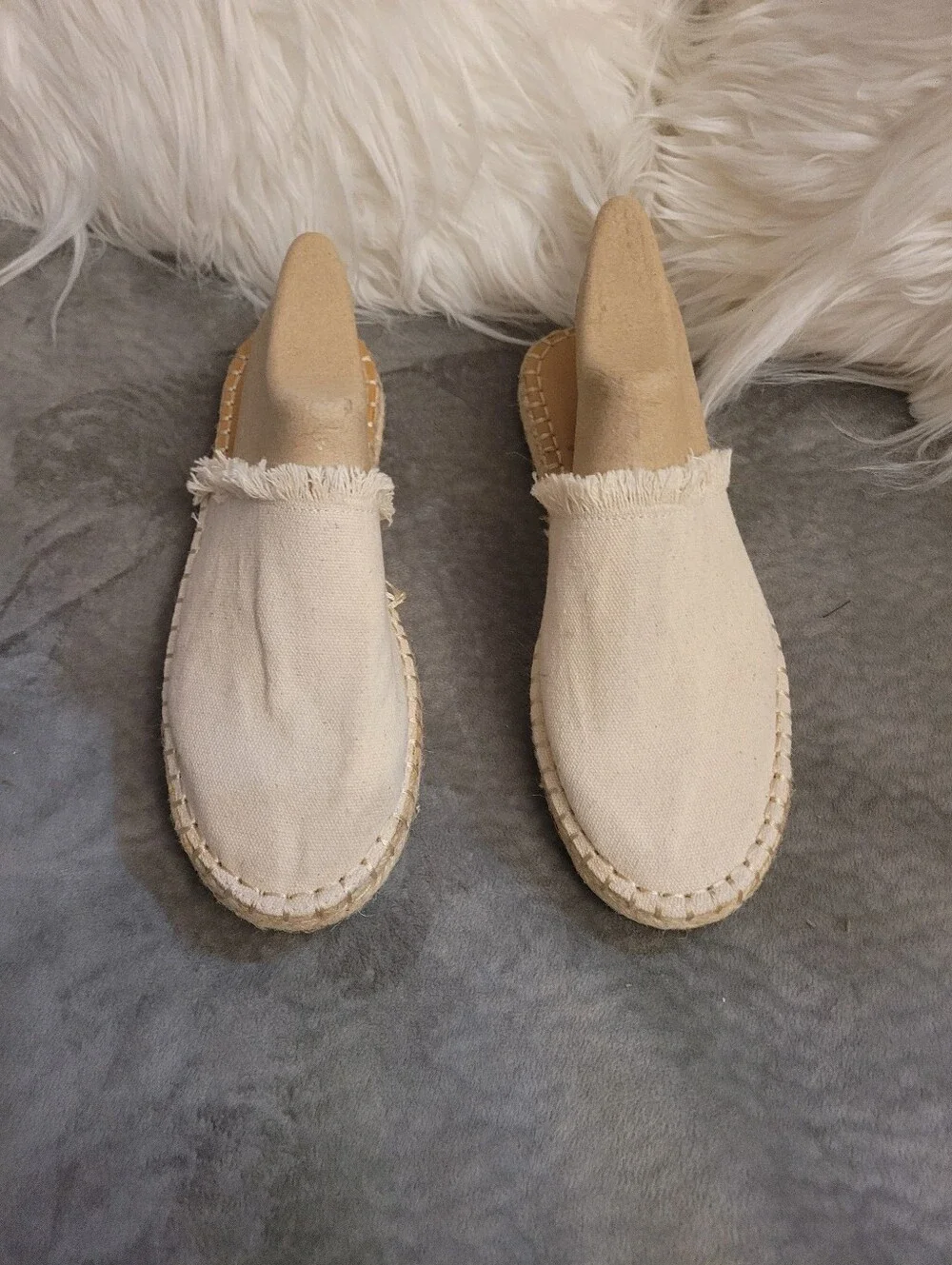 Splendid, Beige Canvas Fringe Espadrille Slip-On - Women
